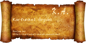 Karfunkel Árpád névjegykártya