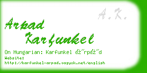 arpad karfunkel business card